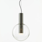 Phenomena Small Globe Pendant - Brushed Silver / Clear
