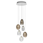 Mussels Multi Light Pendant - Brushed Gold / Clear and Smoke