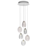 Mussels Multi Light Pendant - Brushed Gold / Clear and Alabaster