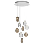Mussels Multi Light Pendant - Brushed Gold / Clear and Smoke