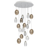 Mussels Multi Light Pendant - Brushed Gold / Clear and Smoke