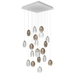 Mussels Multi Light Pendant - Brushed Gold / Clear and Smoke