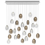 Mussels Linear Multi Light Pendant - Brushed Gold / Clear and Smoke