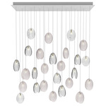 Mussels Linear Multi Light Pendant - Brushed Gold / Clear and Alabaster