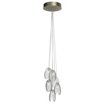 Mussels Multi Light Cluster Pendant - Brushed Gold / Clear