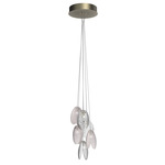Mussels Multi Light Cluster Pendant - Brushed Gold / Clear and Alabaster