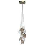 Mussels Multi Light Cluster Pendant - Brushed Gold / Clear and Smoke