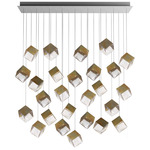 De Castelli X Pyrite Linear Multi Light Pendant - DeOpale Brass / Clear