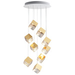Pyrite Multi Light Pendant - White / Gold