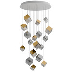 Pyrite Multi Light Pendant - White / Silver / Gold