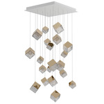 Pyrite Multi Light Pendant - White / Gold