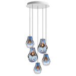 Soap Multi Light Chandelier - Brushed Silver / Blue