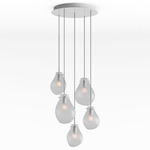 Soap Multi Light Chandelier - Brushed Silver / Frosted