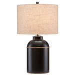 London Table Lamp - Black / Natural Linen