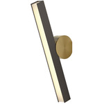 Calee Angled IP44 Wall Sconce - Satin Brass Round Backplate / Satin Graphite Rectangular Shade