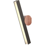 Calee Angled IP44 Wall Sconce - Satin Copper Round Backplate / Satin Graphite Rectangular Shade