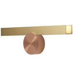 Calee Horizontal IP44 Wall Sconce - Satin Copper Round Backplate / Satin Brass Rectangular Shade
