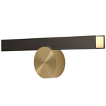 Calee Horizontal IP44 Wall Sconce - Satin Brass Round Backplate / Satin Graphite Rectangular Shade