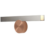 Calee Horizontal IP44 Wall Sconce - Satin Copper Round Backplate / Satin Nickel Rectangular Shade