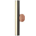 Calee Vertical IP44 Wall Sconce - Satin Copper Round Backplate / Satin Graphite Rectangular Shade