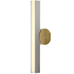 Calee Vertical IP44 Wall Sconce - Satin Brass Round Backplate / Satin Nickel Rectangular Shade