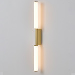Signal IP44 Double Wall Sconce - Satin Brass / White