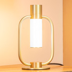 Storm Table Lamp - Satin Brass / White