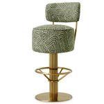 Carleton Stool with Back - Brushed Brass / Camari Green