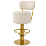 Carleton Stool with Back - Brushed Brass / Camari Cream