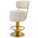 Carleton Stool with Back - Brushed Brass / Camari Cream