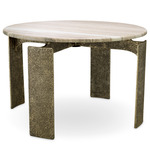 Bodega Round Dining Table - Antique Brass / Beige