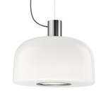 Bellhop Glass Pendant - Bright Aluminum / White