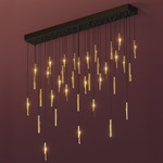 Loci Rain Linear Multi-Light Chandelier - Black / Brass