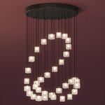Loci Mobius Multi-Light Chandelier - Black / Frost