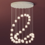 Loci Mobius Multi-Light Chandelier - White / Frost
