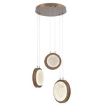 Iris Round Multi Light Chandelier - Burnished Bronze / Nutmeg Leather