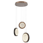 Iris Round Multi Light Chandelier - Burnished Bronze / Licorice Leather