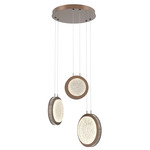 Iris Round Multi Light Chandelier - Burnished Bronze / Ash Wood