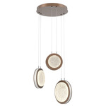Iris Round Multi Light Chandelier - Burnished Bronze / Salt White