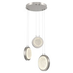 Iris Round Multi Light Chandelier - Beige Silver / Matching Panel