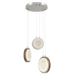 Iris Round Multi Light Chandelier - Beige Silver / Nutmeg Leather