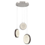 Iris Round Multi Light Chandelier - Beige Silver / Cocoa Leather