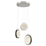 Iris Round Multi Light Chandelier - Beige Silver / Licorice Leather