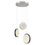 Iris Round Multi Light Chandelier - Beige Silver / Matte Black