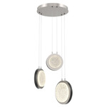 Iris Round Multi Light Chandelier - Beige Silver / Dark Oak Wood