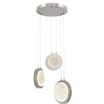 Iris Round Multi Light Chandelier - Beige Silver / Ash Wood
