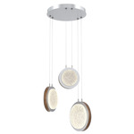 Iris Round Multi Light Chandelier - Classic Silver / Nutmeg Leather