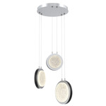 Iris Round Multi Light Chandelier - Classic Silver / Licorice Leather
