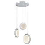 Iris Round Multi Light Chandelier - Classic Silver / Light Oak Wood