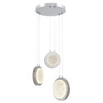 Iris Round Multi Light Chandelier - Classic Silver / Ash Wood